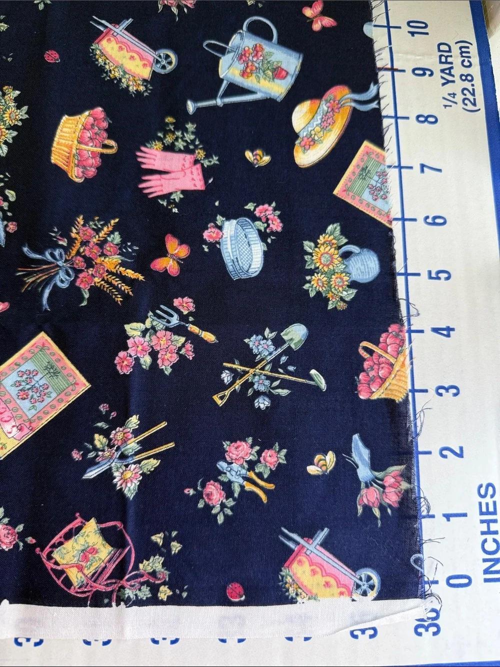 Vintage Fabric Lot Gingham Garden Print Pink Cotton Rick Rack Talon Seam Tape